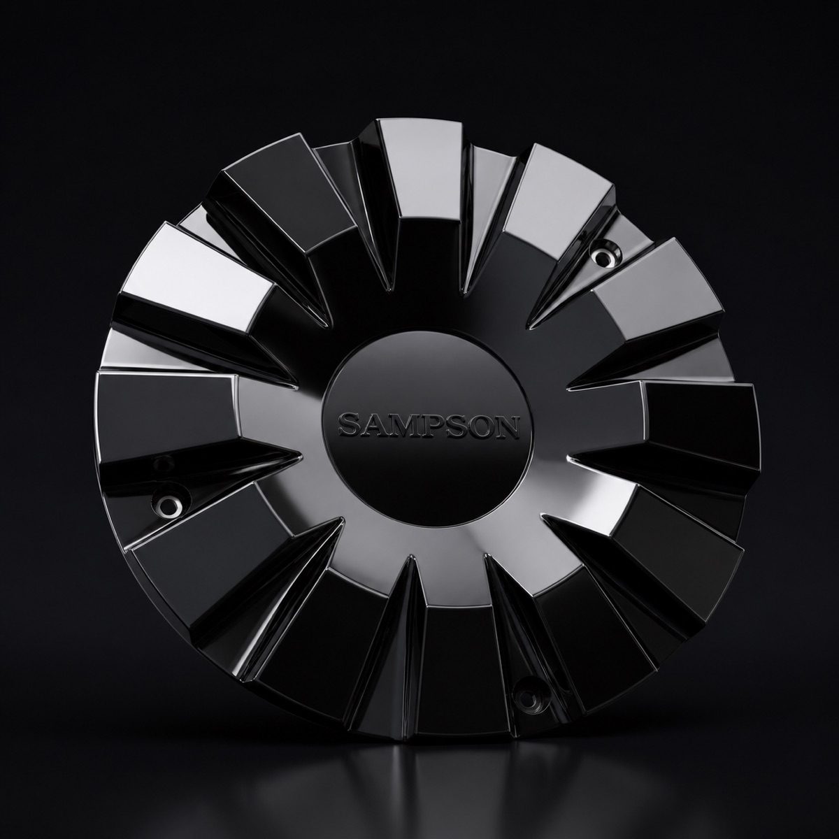 CAD render of a custom Sampson wheel center cap