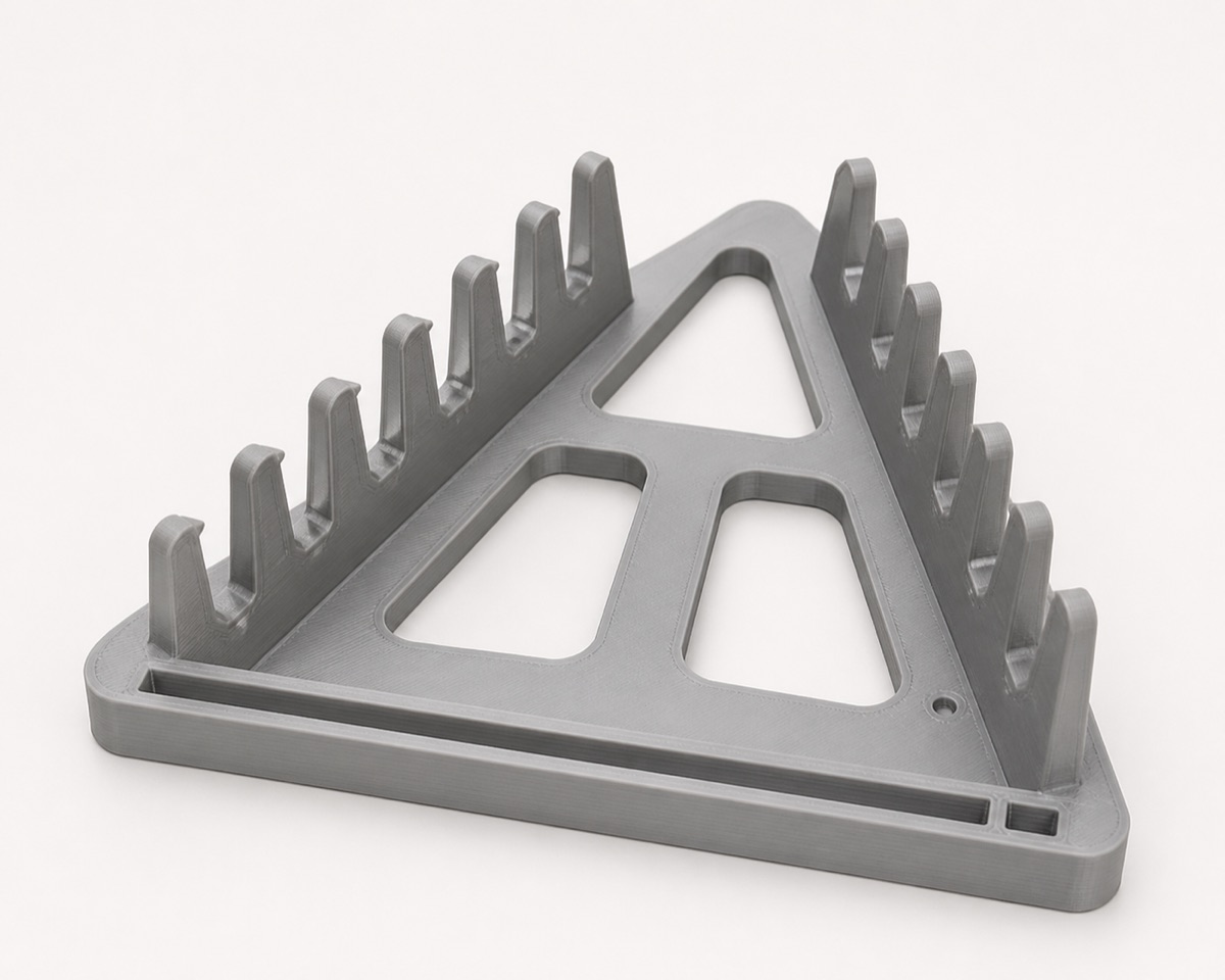 3D printed wrench organizer rack fresh off the build plate